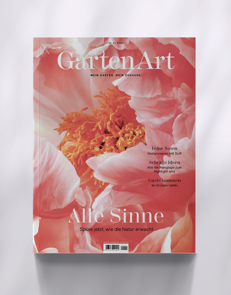 GartenArt Magazin Cover Nr. 1 2023 Cover des GartenArt Magazins mit einer Hand und verschiedenen Pflanzenmotiven in einem illustrativen Design.